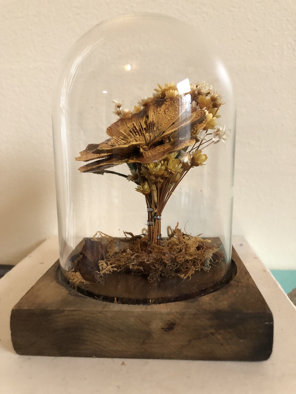 Vintage Glass Incased Flower Arrangement by Leonard Creations