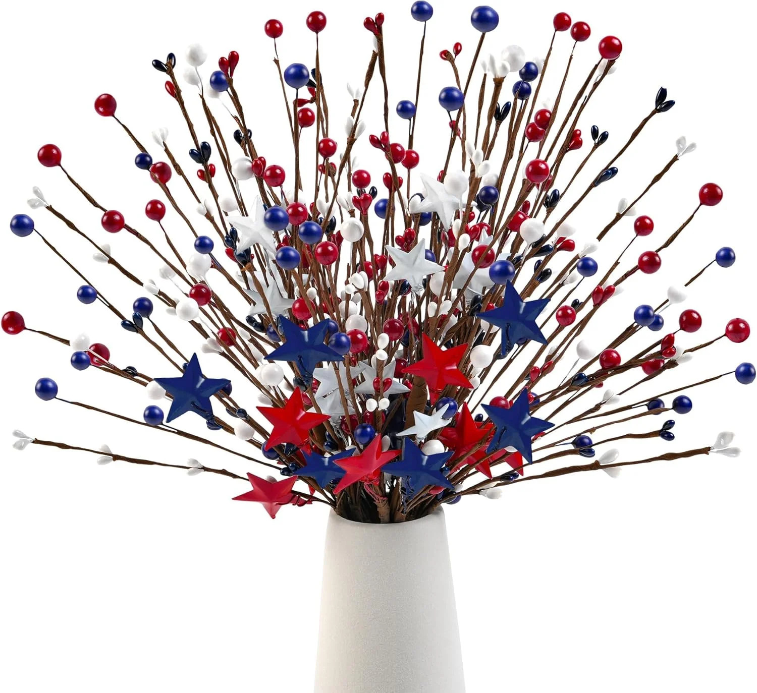 Childom 6 Pcs Red White and Blue Flowers Artificial for 4th of July Decorations,
