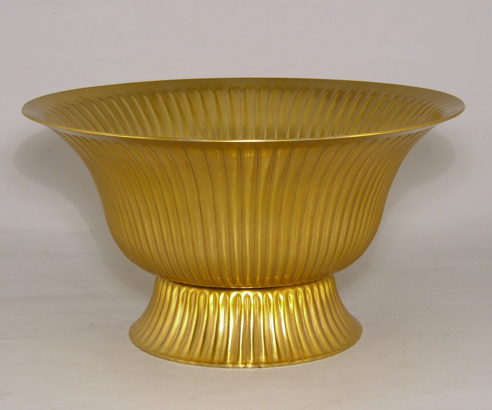 Compote Bowl 12″D 7″Hi Revere Gold Finish Aluminum Low Base FREE SHIPING