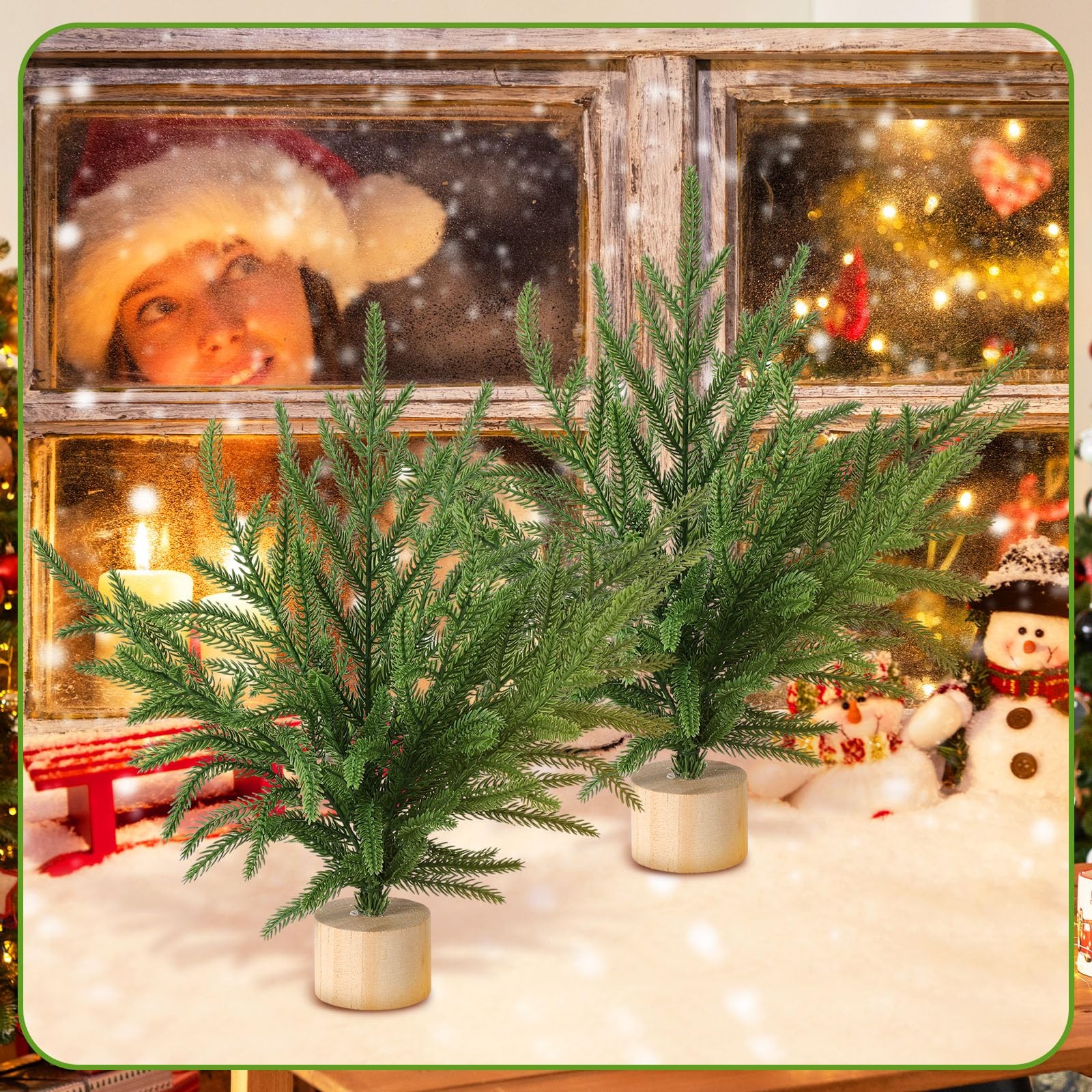6 Pcs Artificial Norfolk Pine 12” Mini Tabletop Tree Bough Decor Christmas N…