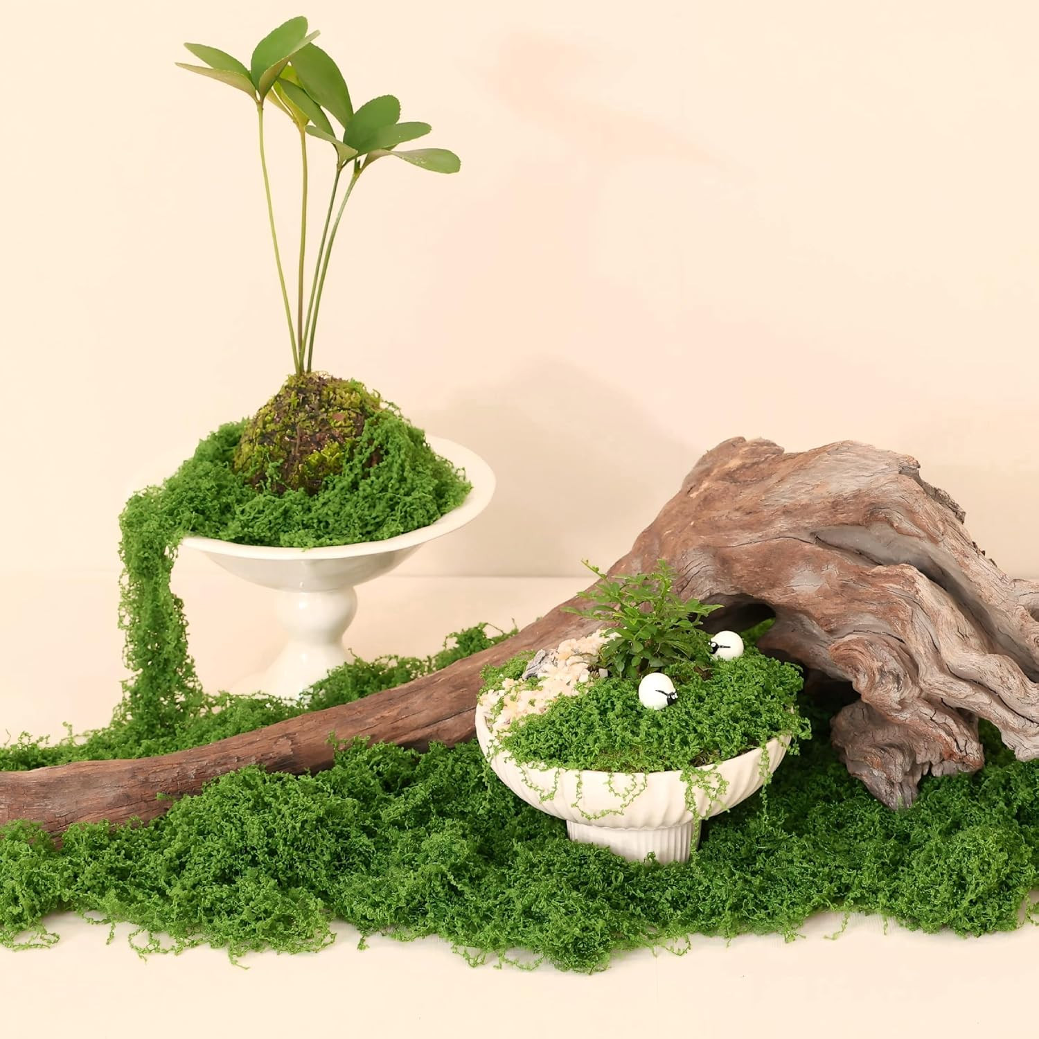 Fake Green Moss for Potted Plants Indoor, 5.3Oz Artificial Moss for DIY Crafts,