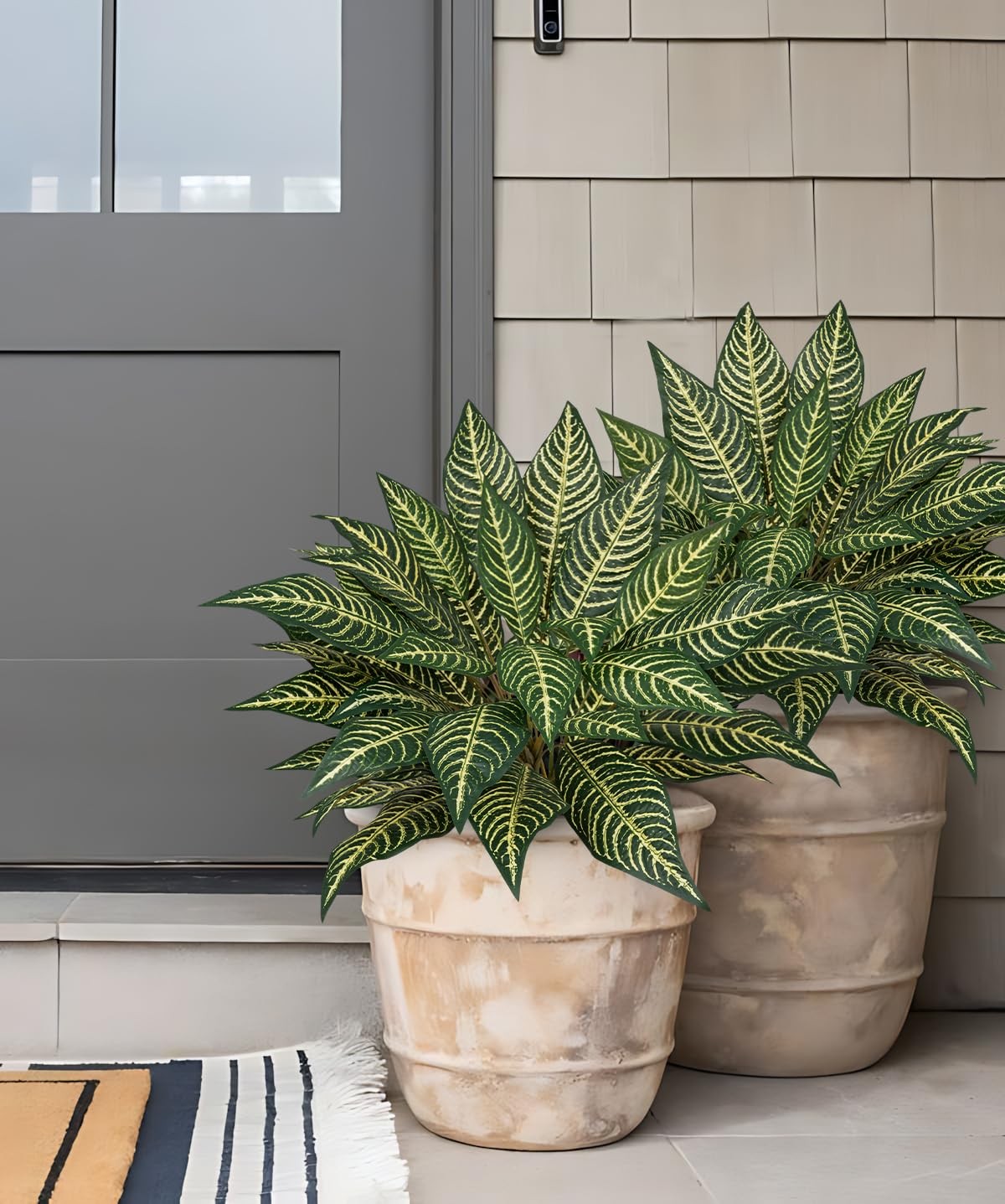Artificial Plant Stems Zebra Leaves – 3 Pcs Fake Zebra Plant Brunches 18.5″ F…