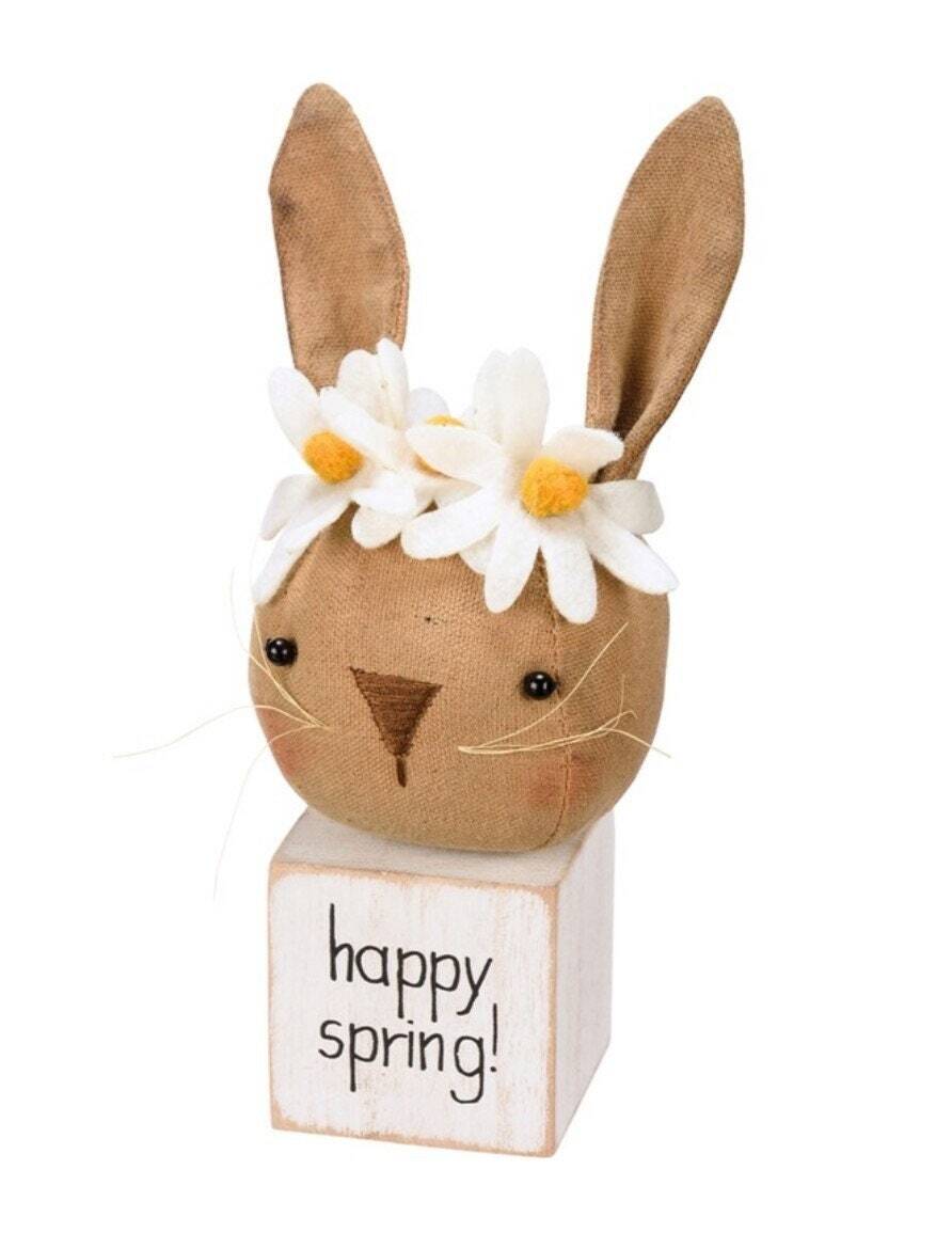 WHOLESALE PBK Easter Bunny Wood Block Tiered Tray Decor Chunky Wood Sitter