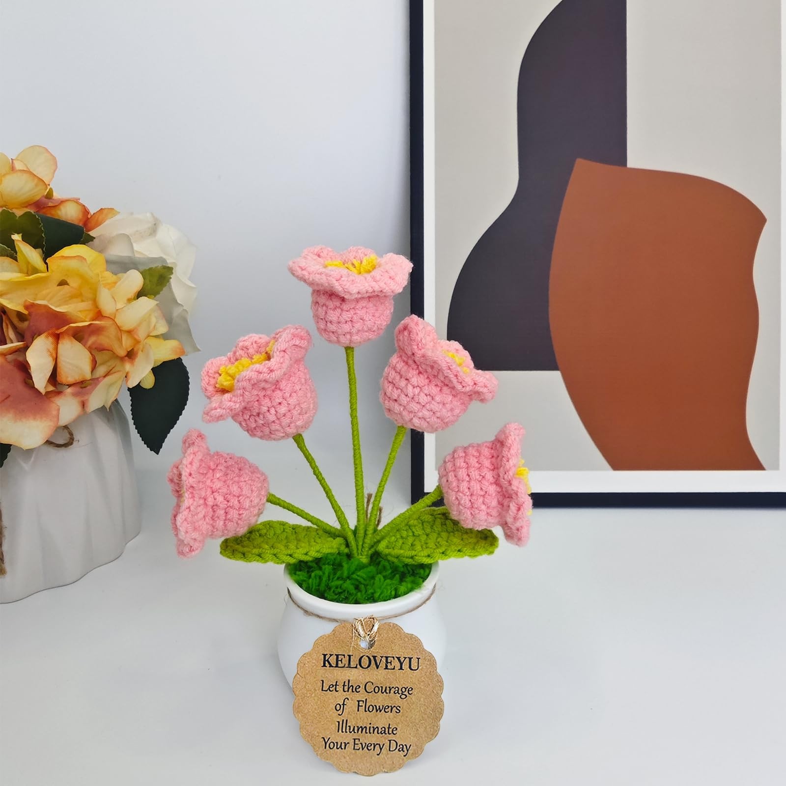 Crochet Flowers Bouquet Lily of The Valley Crochet Potted Plants Knitted Flow…