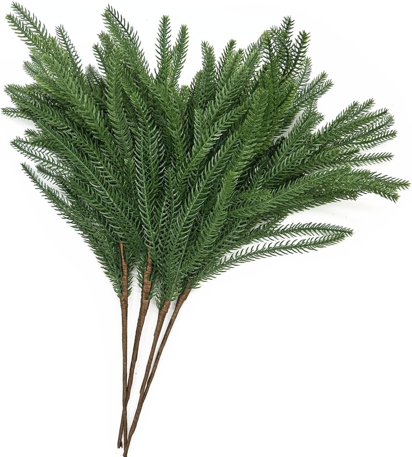 Lifelike Norfolk Pine Stems – 4-Pack 18 Inch Faux Greenery for Home Decor