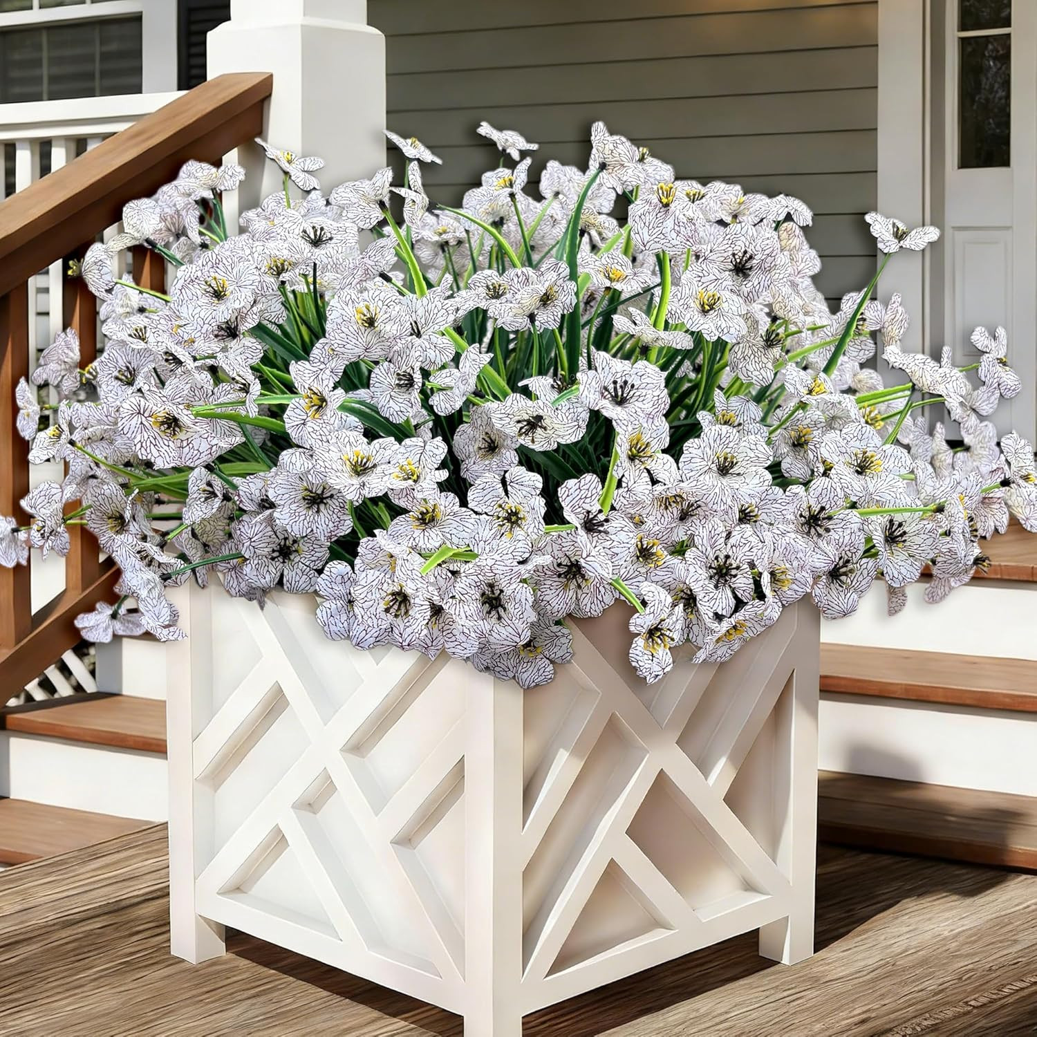 20 Bundles Artificial Flowers for Outdoors, UV Resistant Fake Flowers