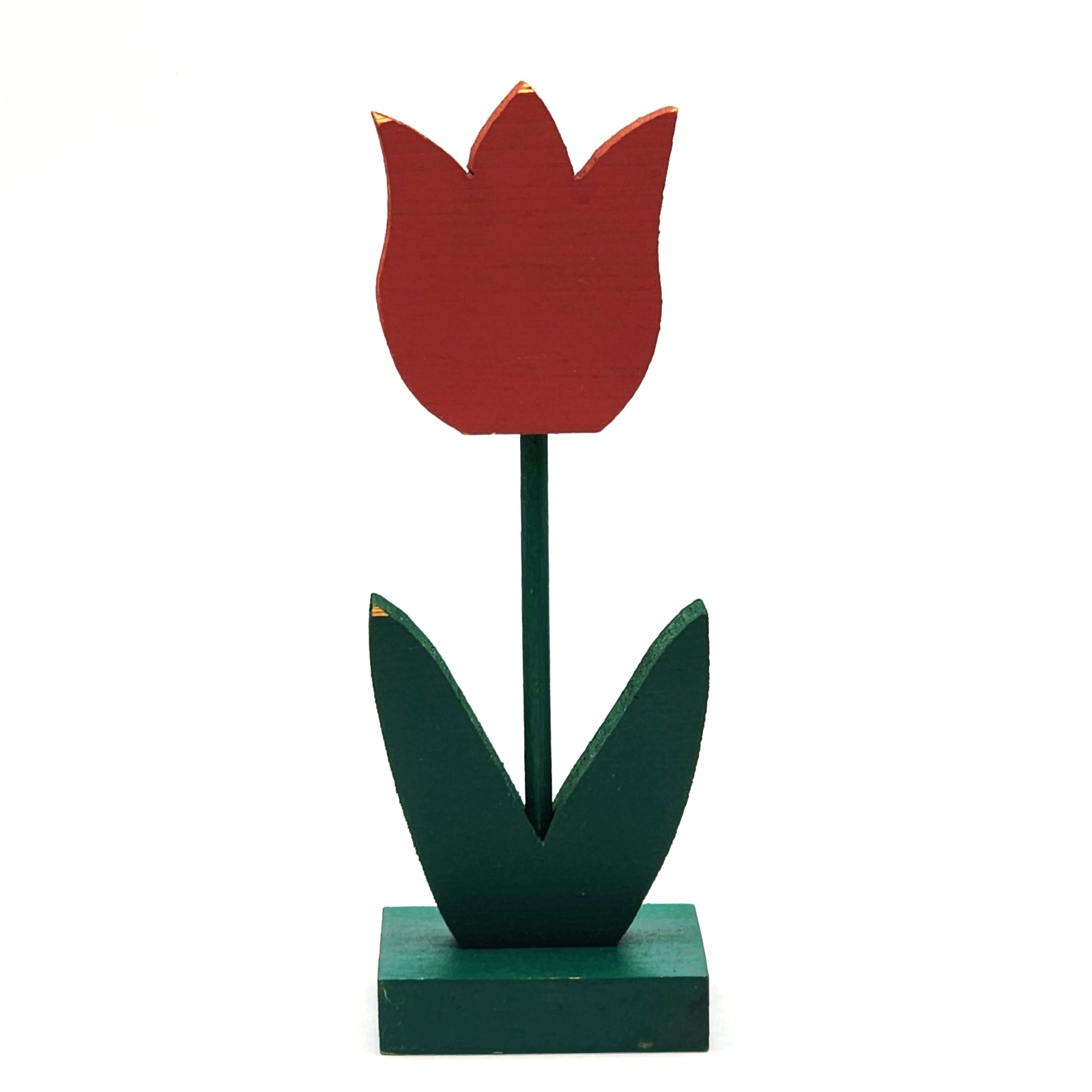 Handmade Wooden Tulip Figurine Red Flower Spring Decor Rustic Farmhouse
