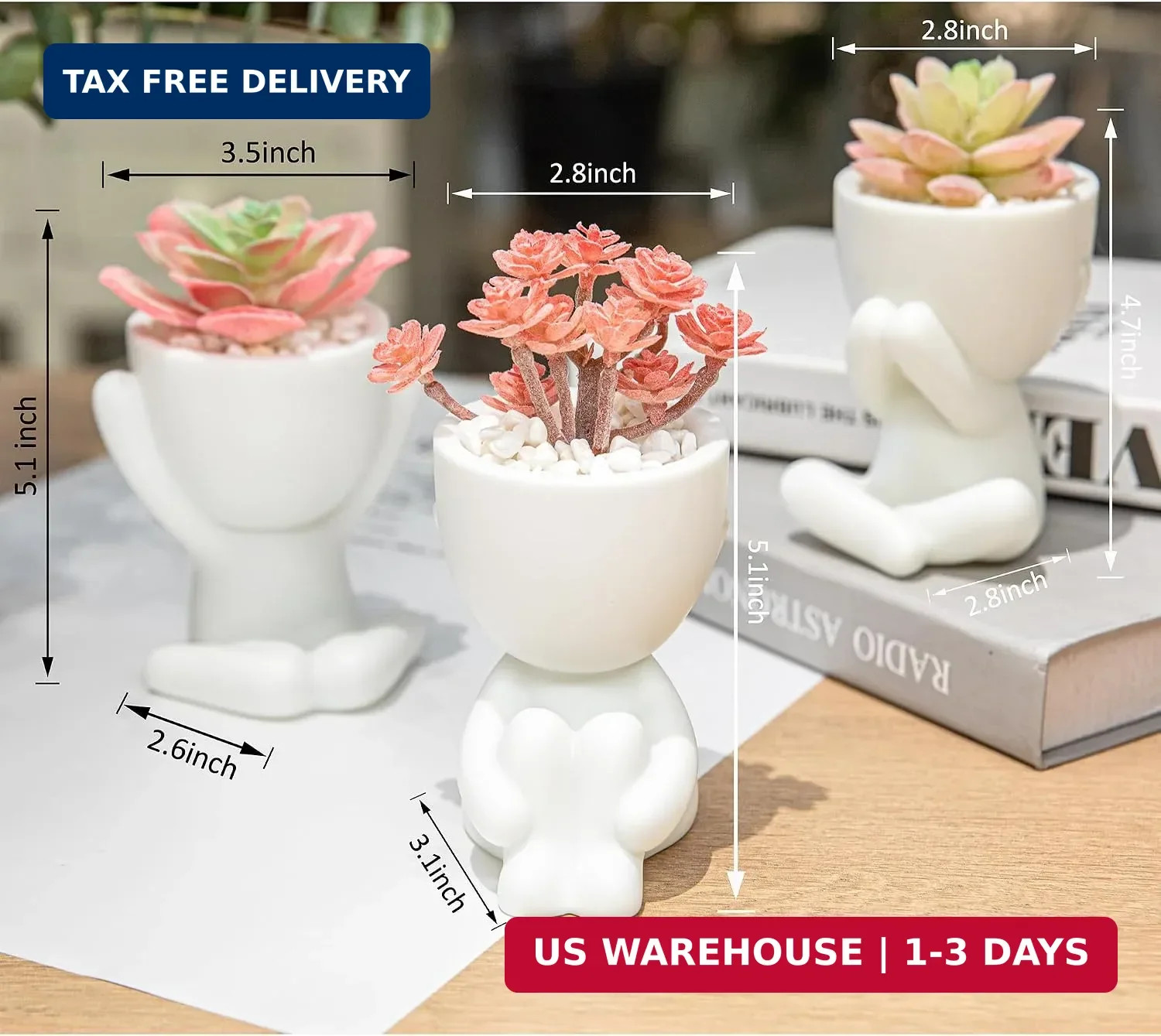 HEYO-YEPY 3PCS Cute Artificial Plant Office Decor for Women and Men, Aesthetic D