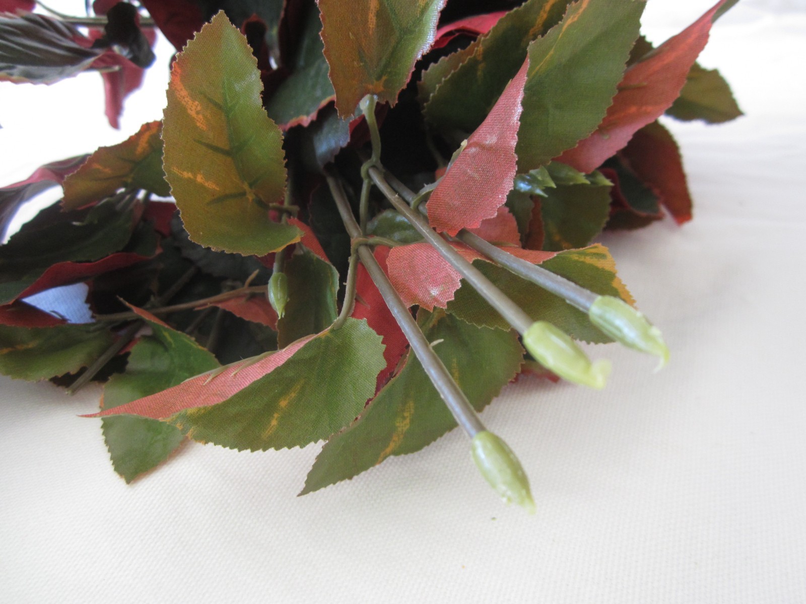 Lot of RED & GREEN Artificial Floral BUSH LEAVES Tree Branches Greenery Decor