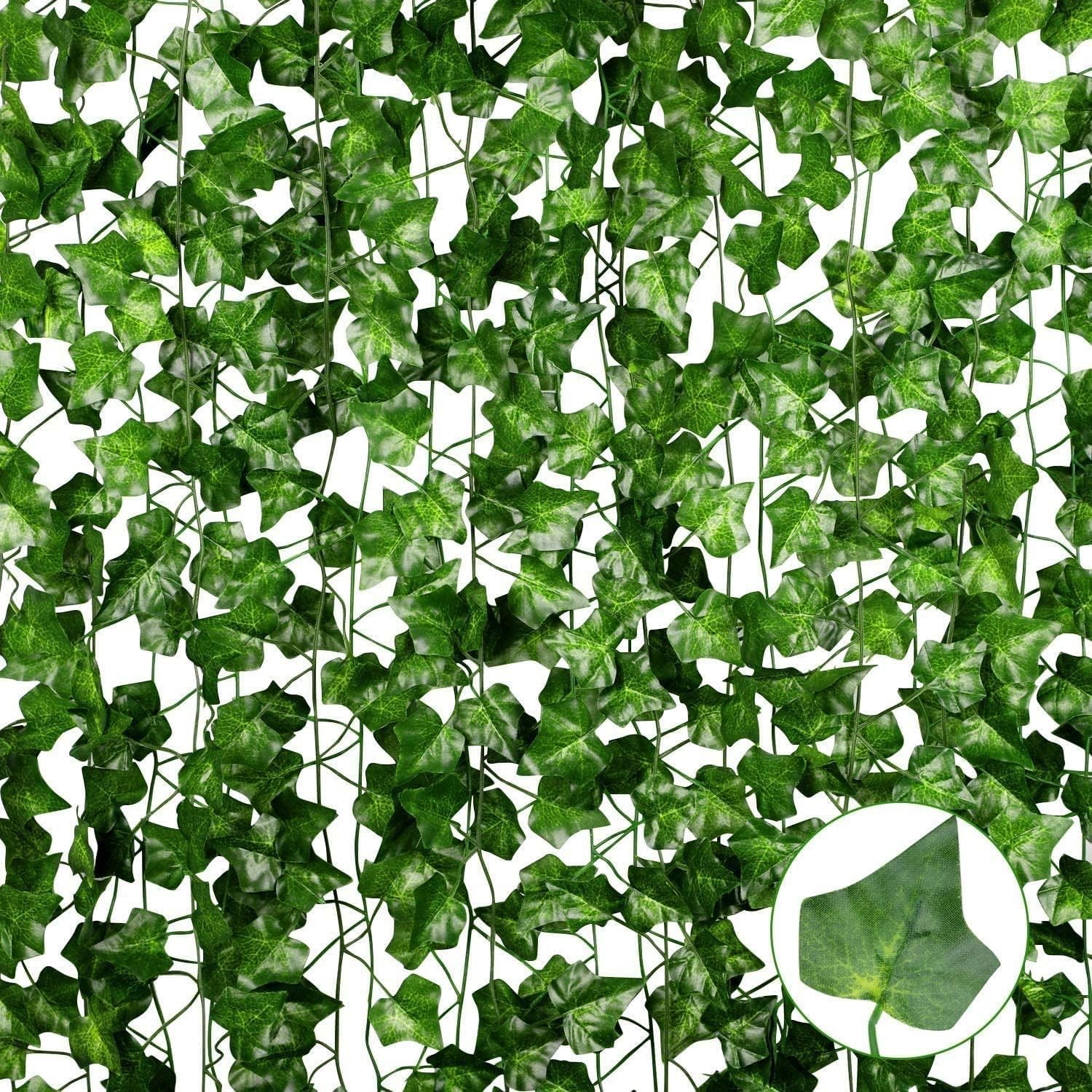 24 Pack 160.8 Ft Artificial Ivy Garland, Fake Vines Leaves Hanging Vine Plant…