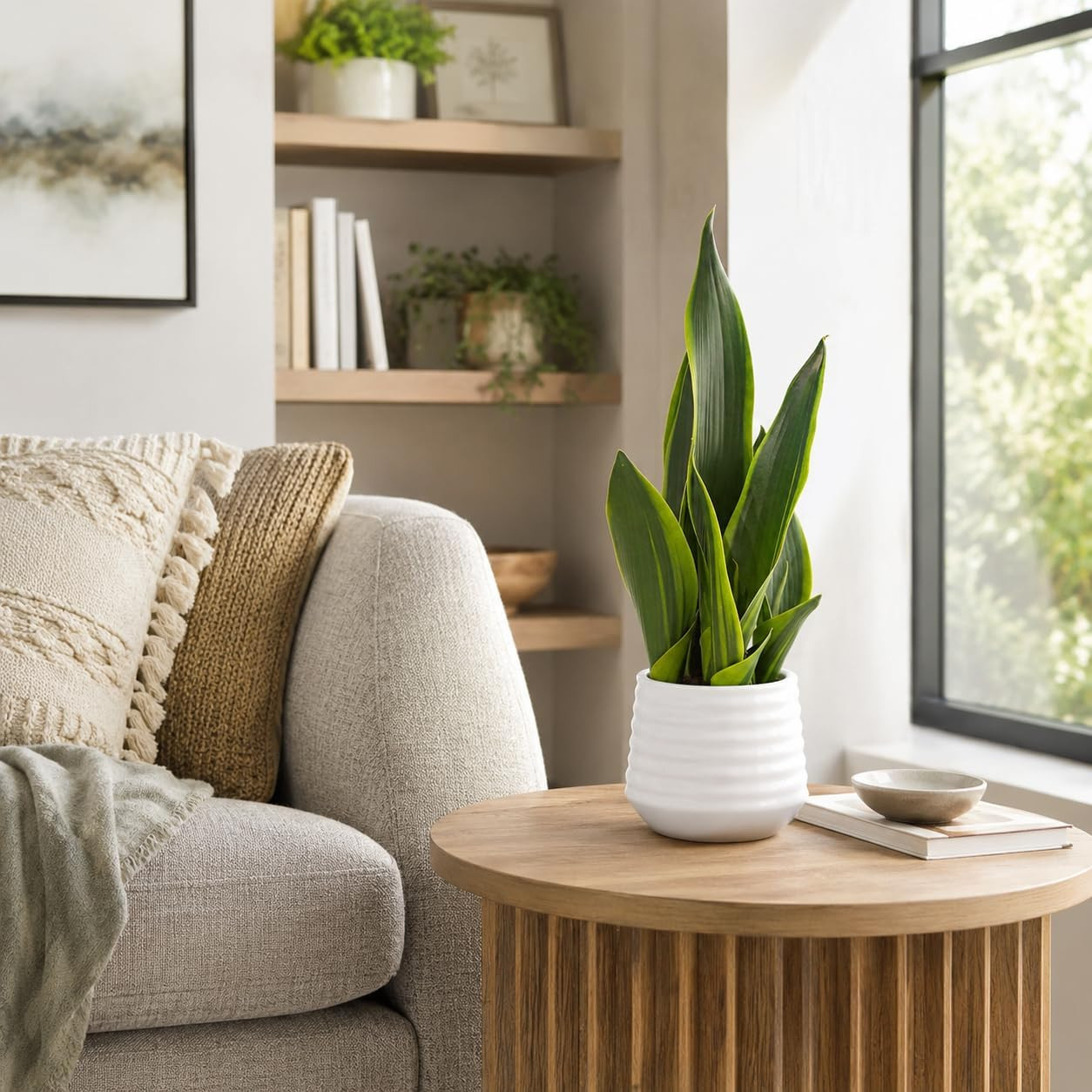 15″ Artificial Snake Plant – Perfect Faux Indoor Decor & Housewarming Gift