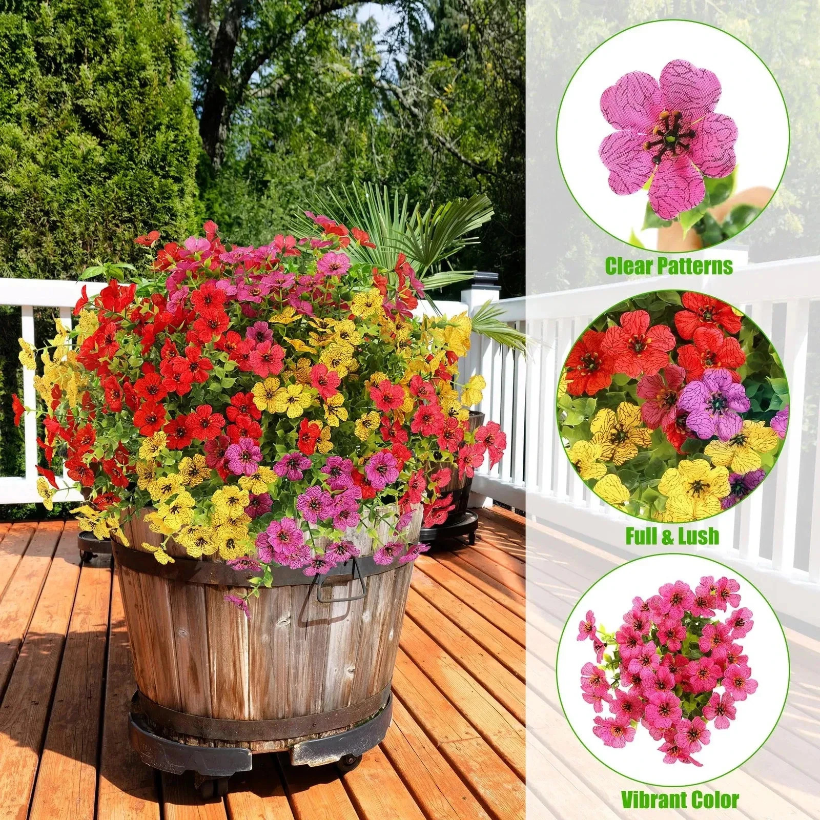 Artificial Flowers for Outdoors 12 Bundles Realistic Faux Plants UV Resistant Fa