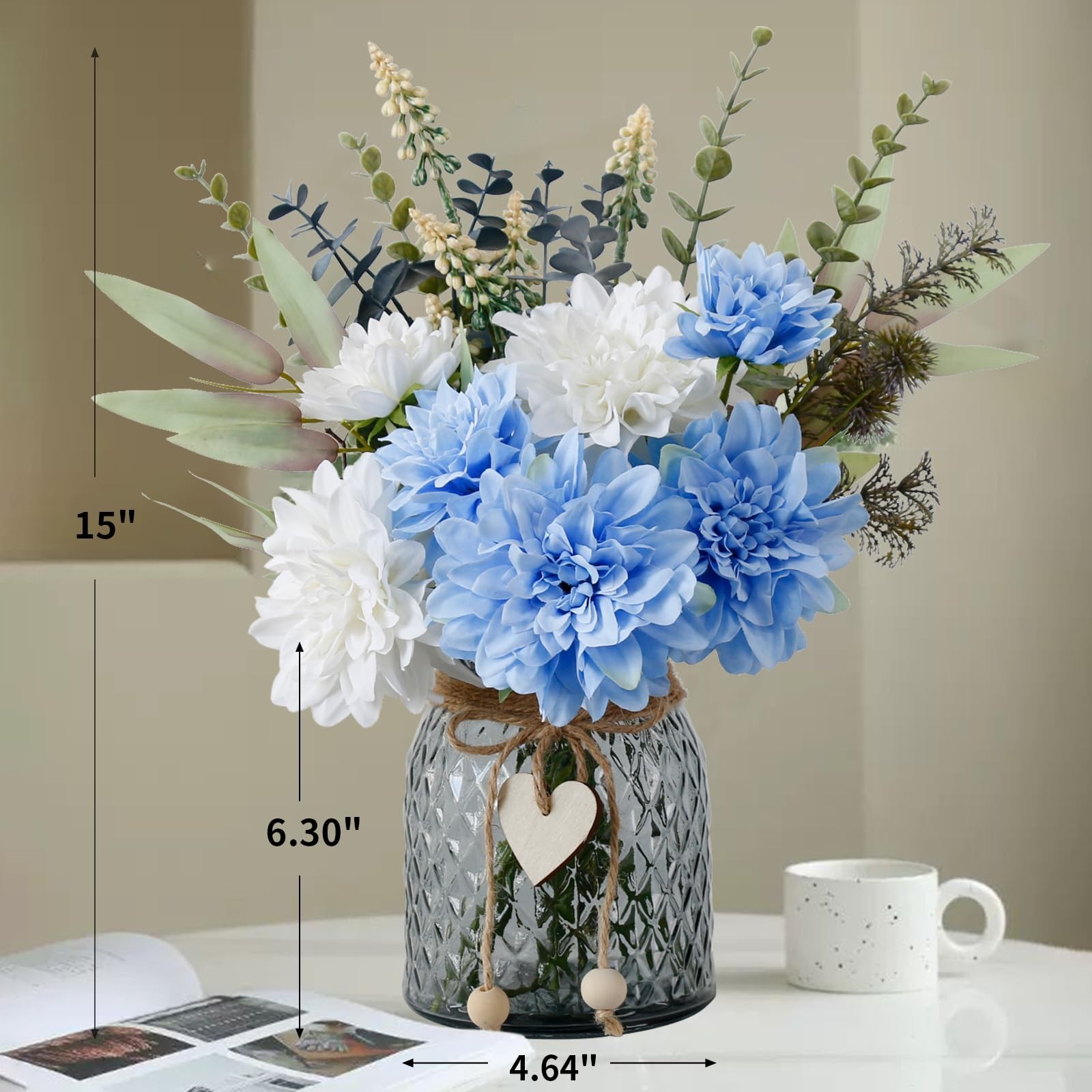Fake Flowers Vase Faux Table Centerpieces Dining Room Artificial Kitchen 1 PCS