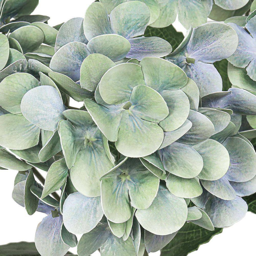 18 In. Mint Blue Natural Touch Artificial Hydrangea Flower Stem Bush Bouquet (Se