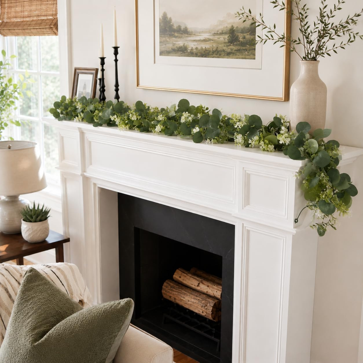 2 Pack Eucalyptus Garland 6 FT Artificial Greenery Garland Faux Silver Dollar Le