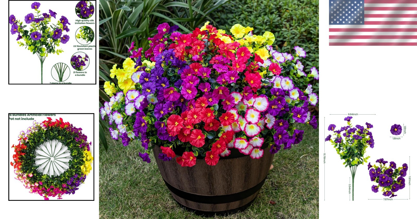 Versatile 16 Bundles of Artificial Morning Glory | Perfect for Garden Charm