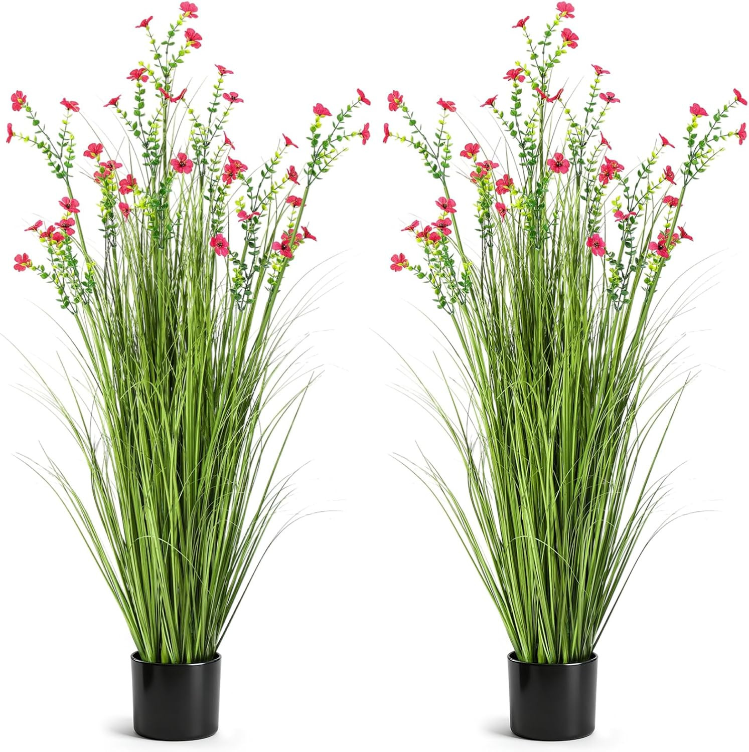 2 Pack 4Ft/47Inch Artificial Grass Plant Outdoor Artificial Greenery Grass in Po