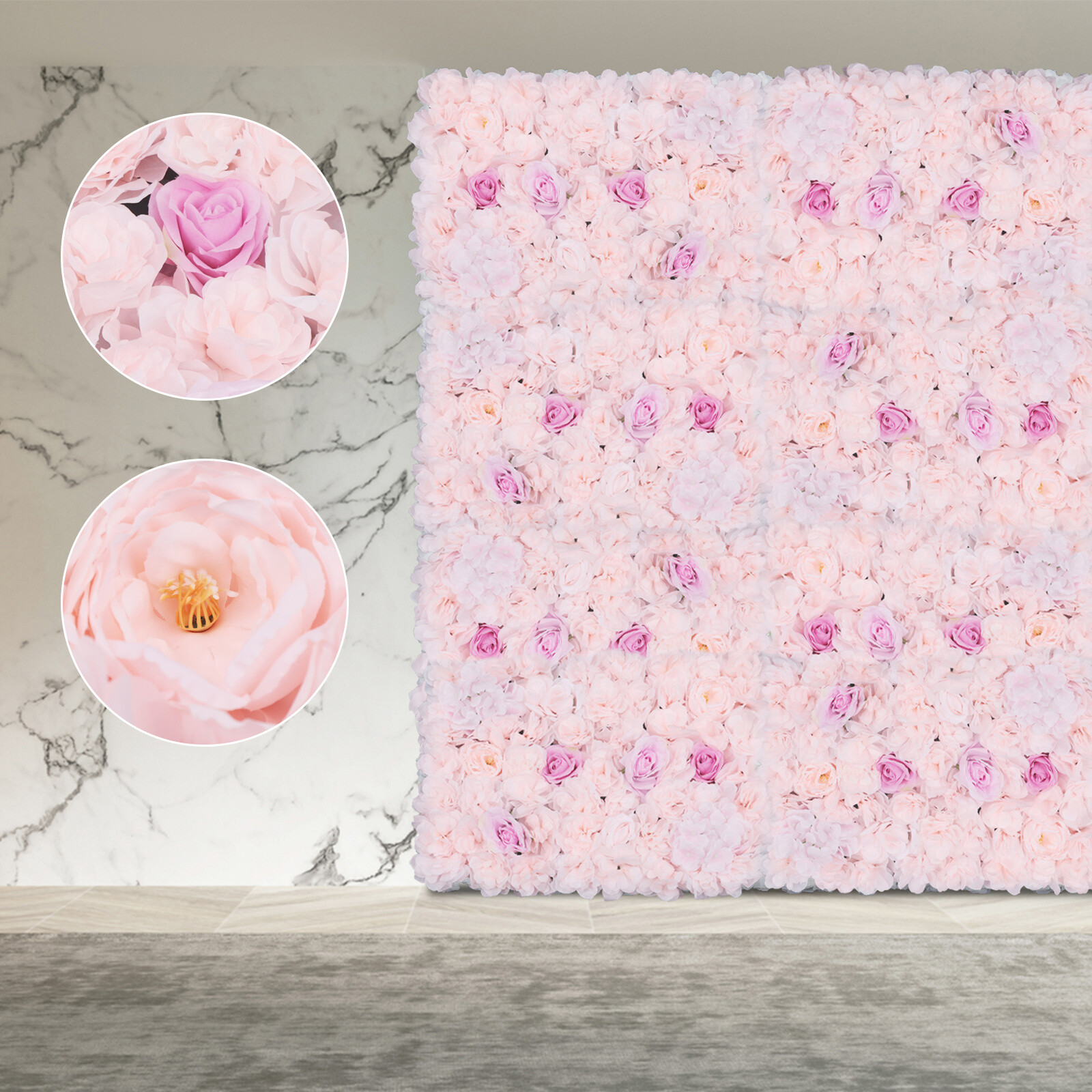 4pcs Artificial Rose Flower Wall Panel Party Wedding Background Decoration