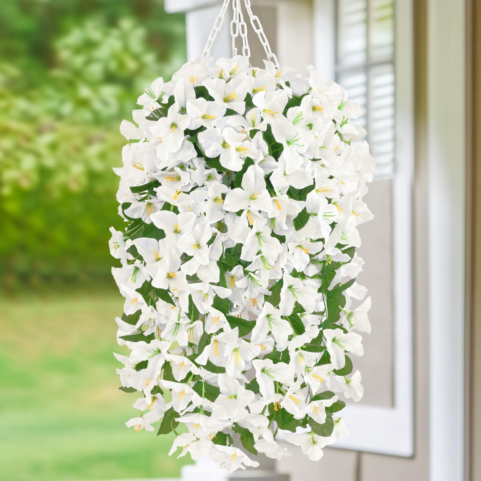 2Pcs Faux Artificial Bougainvillea Flowers for Outdoors, UV Resistant Artific…