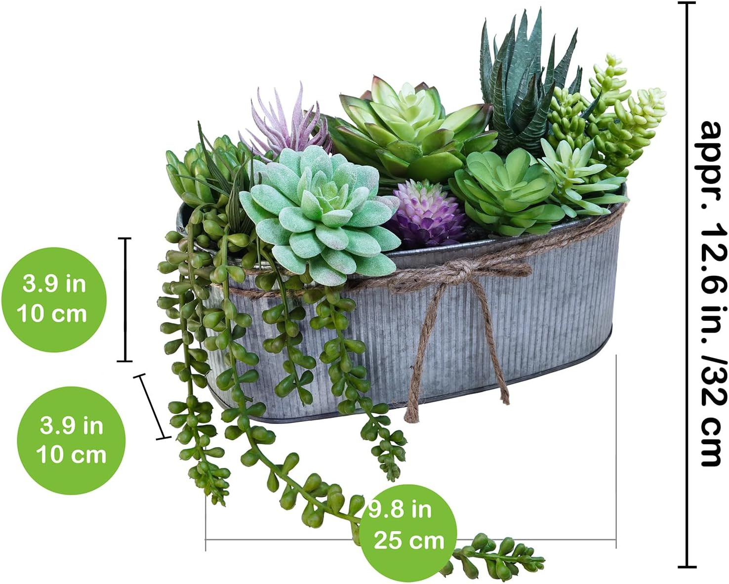 10″ Artificial Succulent Arrangement Centerpiece Fake Succulent Plants in Rus…