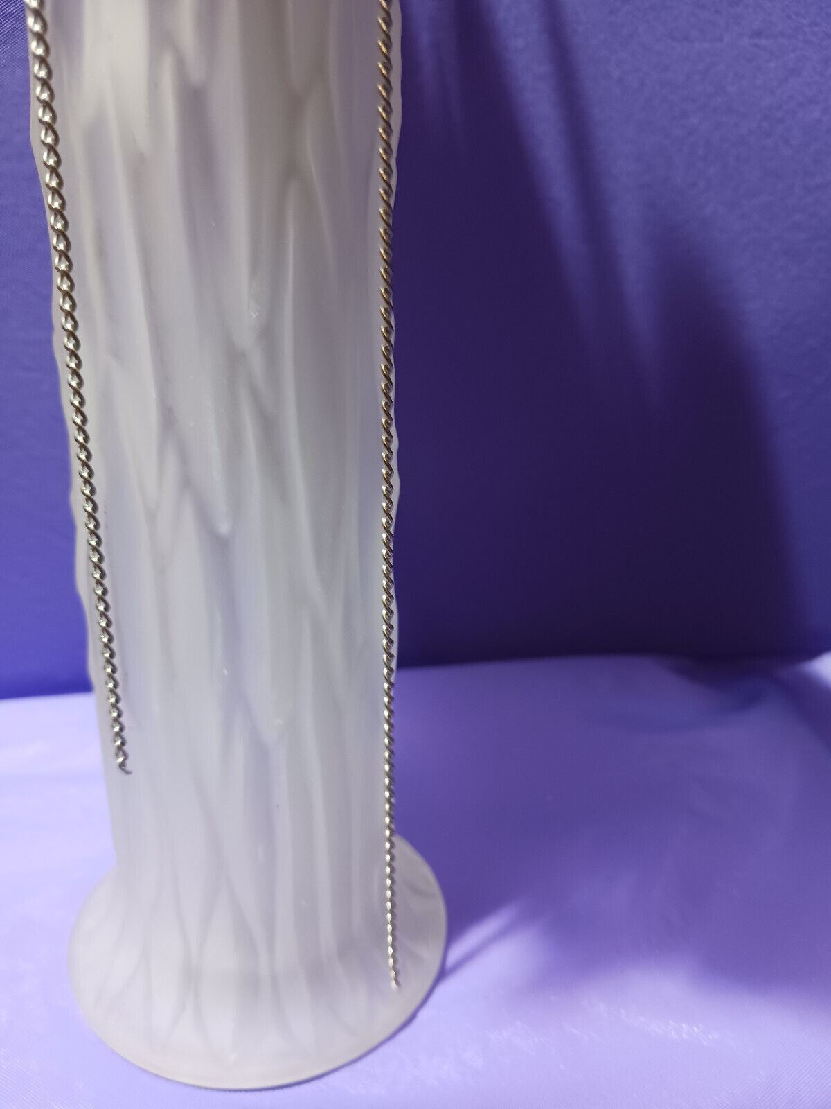 Artificial Flower Arrangement White Glass Vase W/ Silver Chain Valentines Day