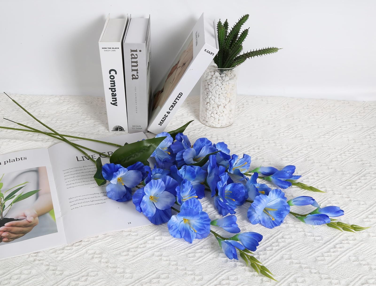 Royal Blue Gladiolus Artificial Flowers 10PCS 30in Silk Fake Gladiolus Flower…