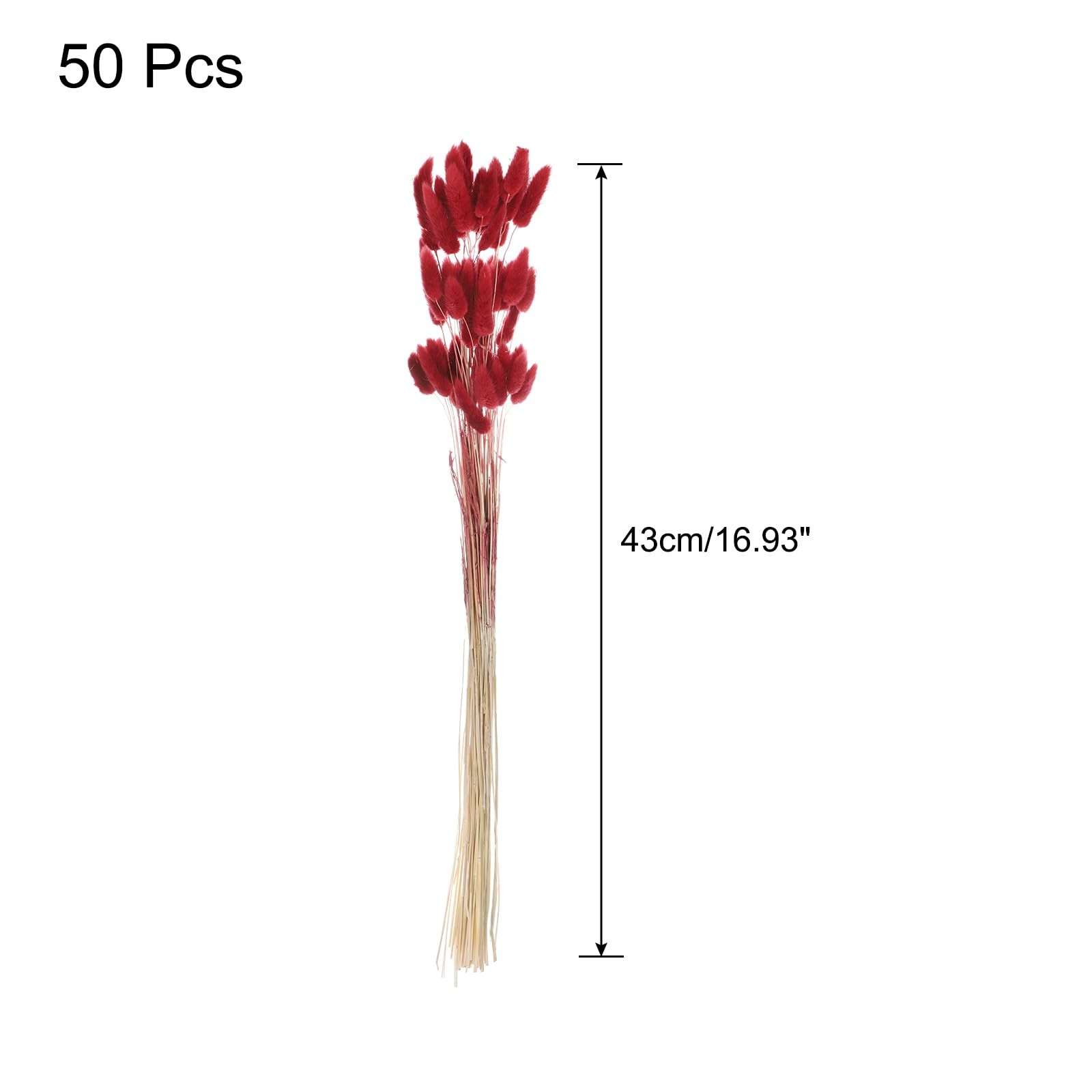 50 PCS Red Faux Pampas Grass Fake Plant Decor Vase Filler 17 Inch / 43cm