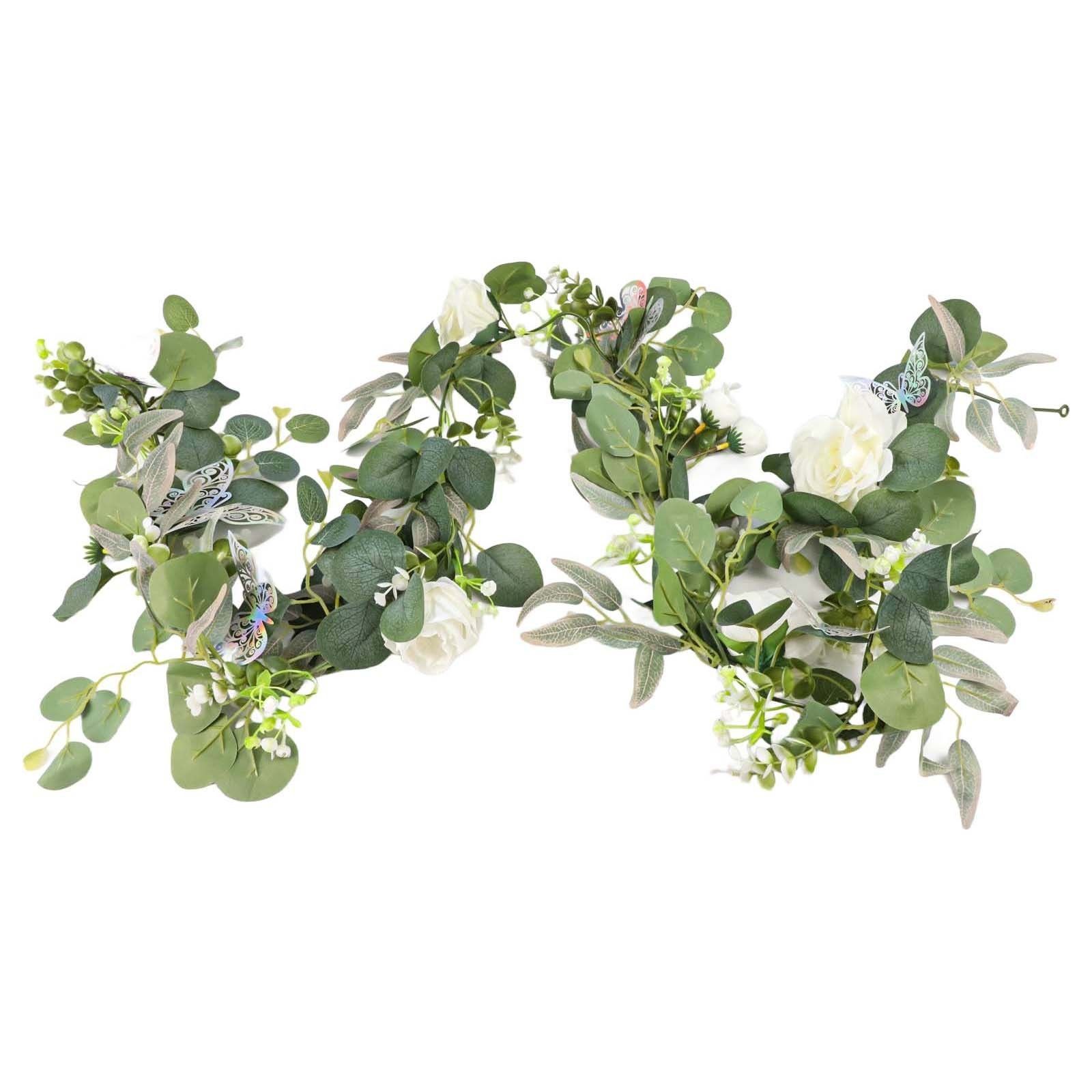 5 9 FT Simulation Rattan Flower Vine with Butterflies for Special Events
