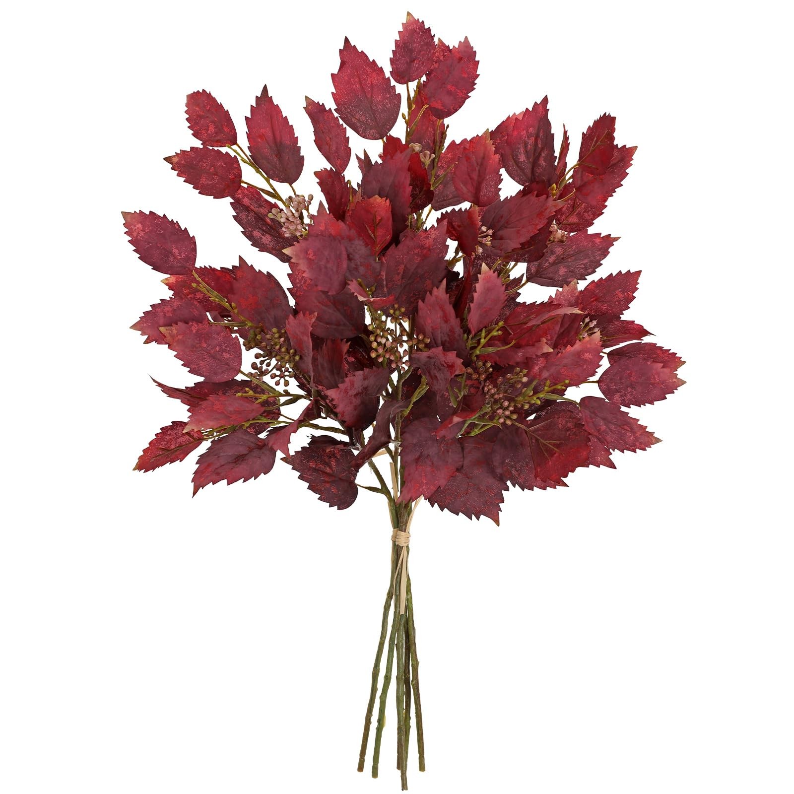 Artificial Fall Birch Leaves Stems – 2 Bundles Faux Autumn Foliage Arrangemen…