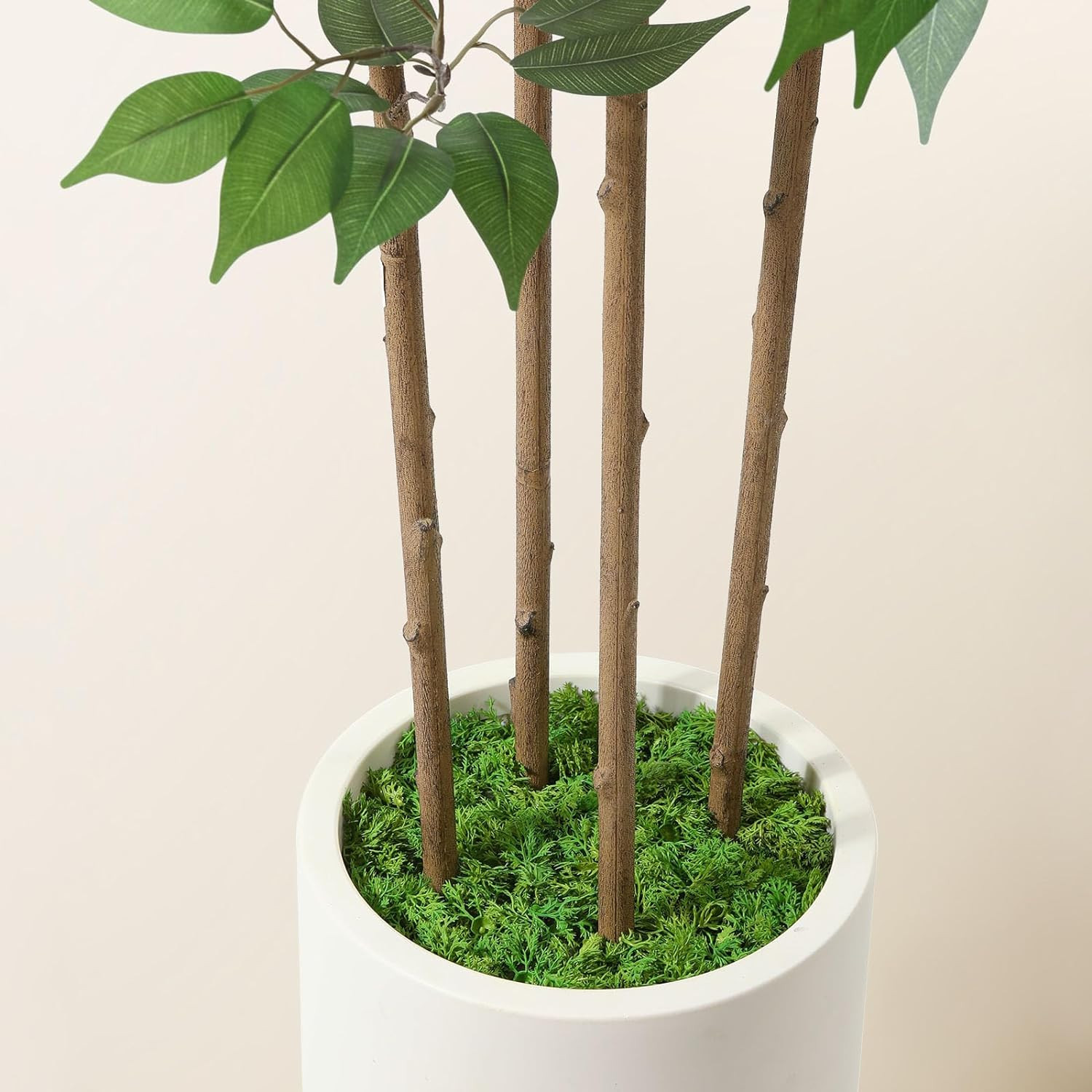6Ft Ficus Artificial Tree in White Planter – Indoor Home Decor Faux Plant