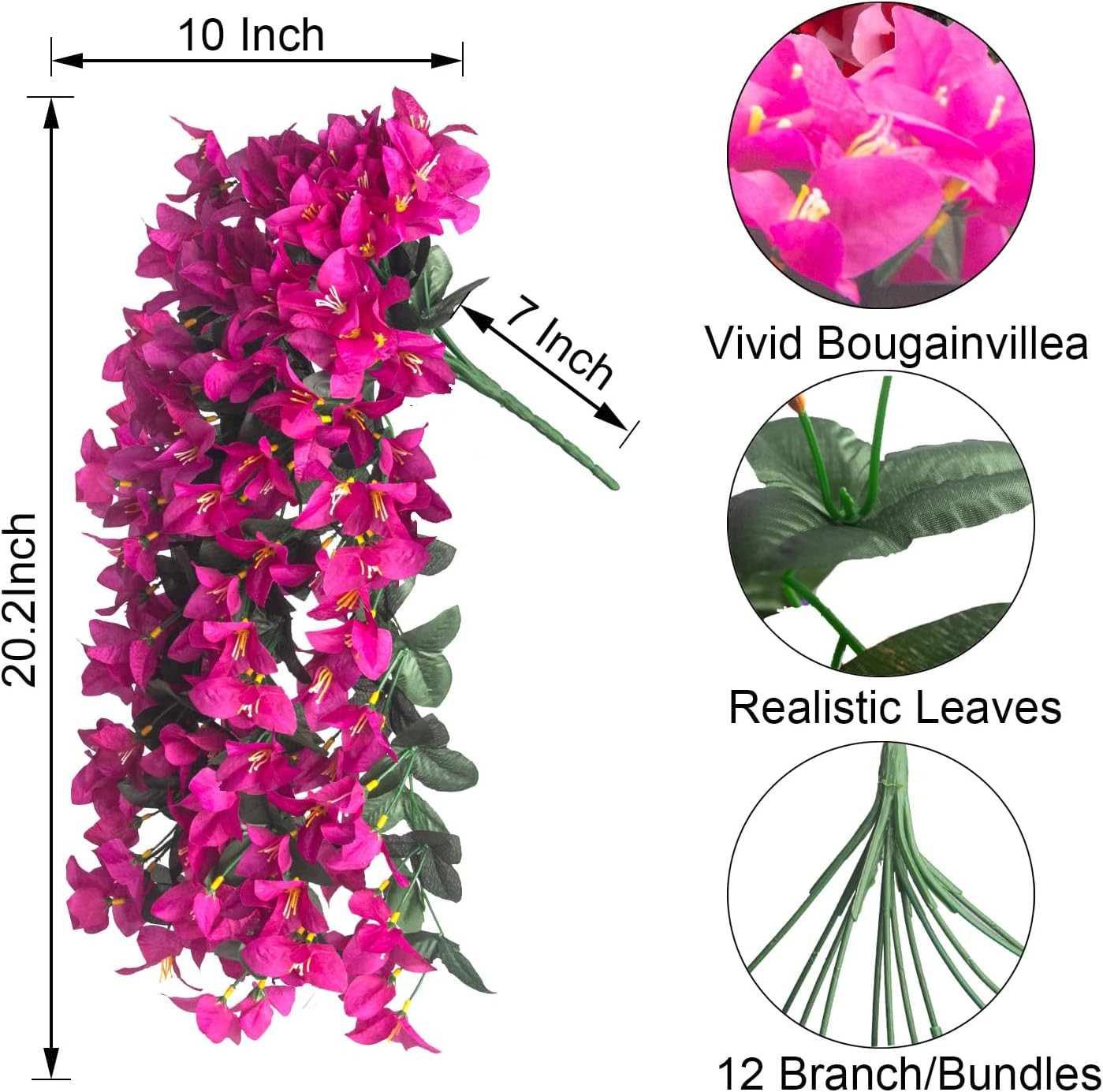 UV Resistant Faux Bougainvillea Vines – 4 Pcs Hanging Plants for Outdoors
