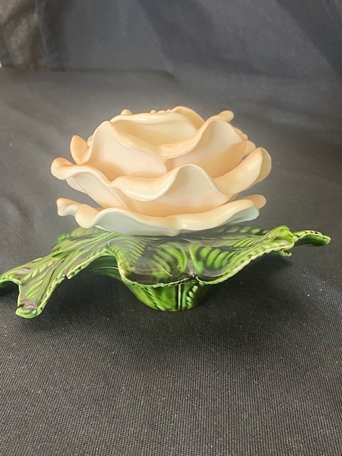 Ceramic Roses-Airbrushed Glazed Pink Roses-Decorative Accents for Table or Shelf