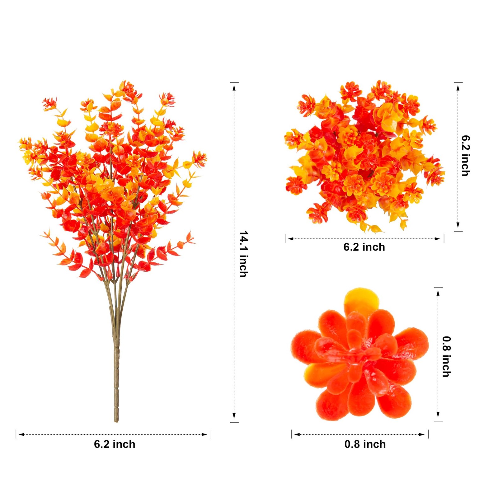 Artificial Fall Flowers Outdoor Decor, 12 Bundles Faux Orange Daisy Plants