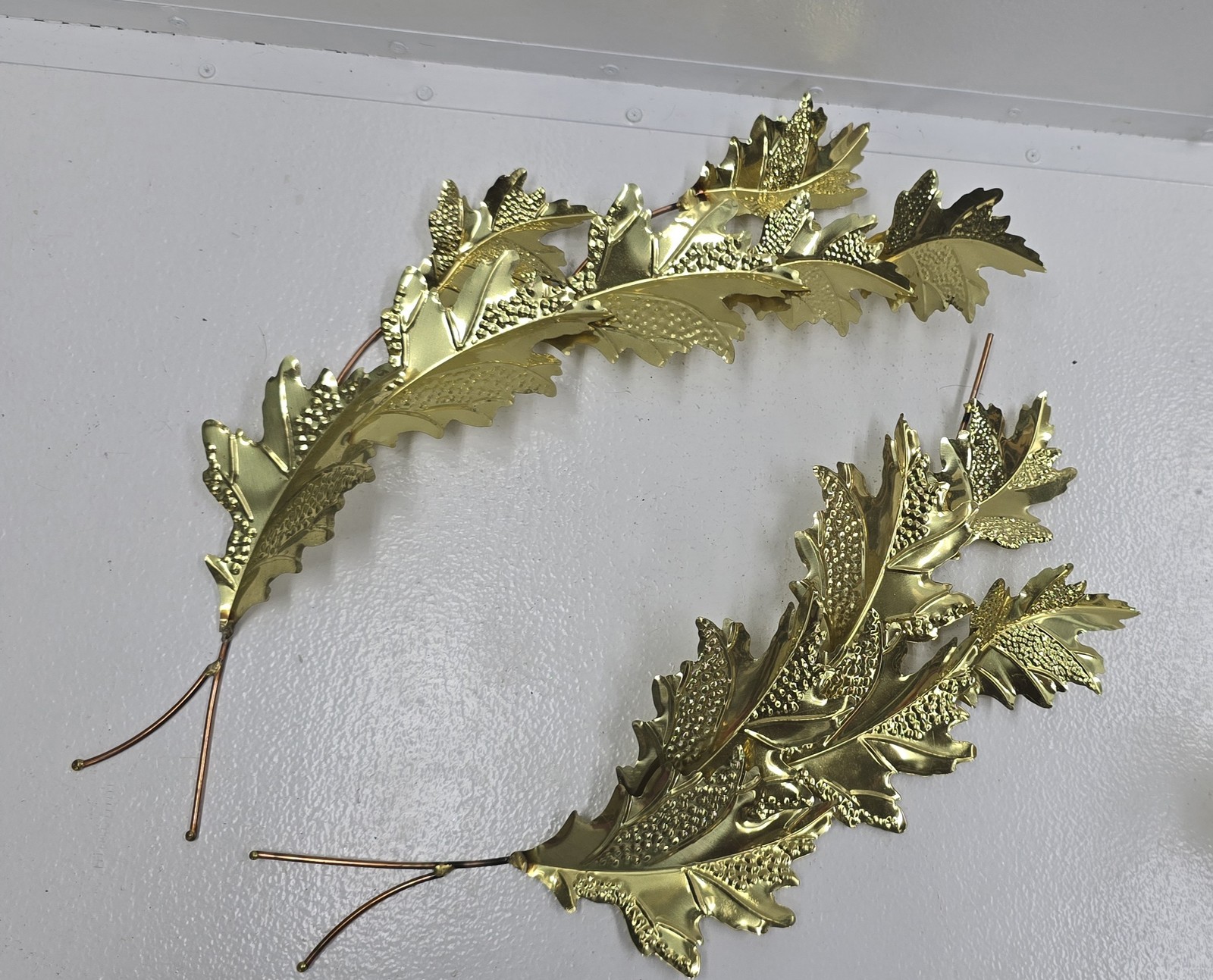 2x Gold Metallic Artificial Oak Leaf Branches 17″ & 19″ Floral Decor Crafts