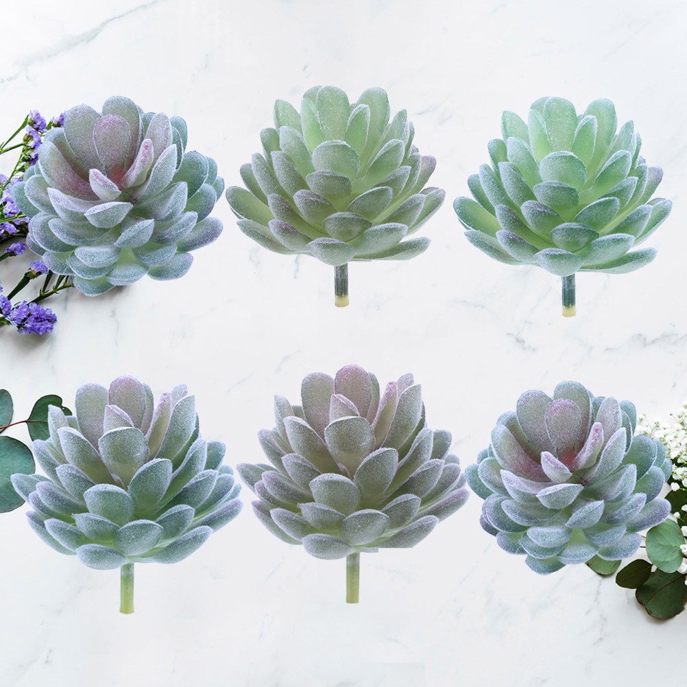 6Pcs Reusable Simulated Succulent Plants Assorted Color PVC for Home Decor