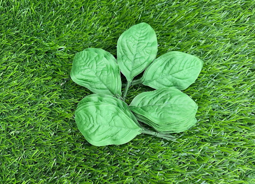 Fake Leaves Jasmine Leaves Fabric Artificial Leaf with Wire Stem Clips Size#1