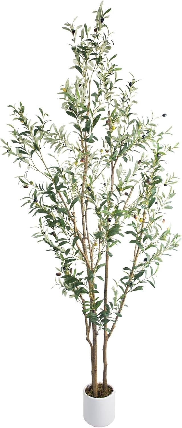 Olive Trees Artificial Indoor,Fake Olive Tree 7FT Tall 1Pack with White Plant…