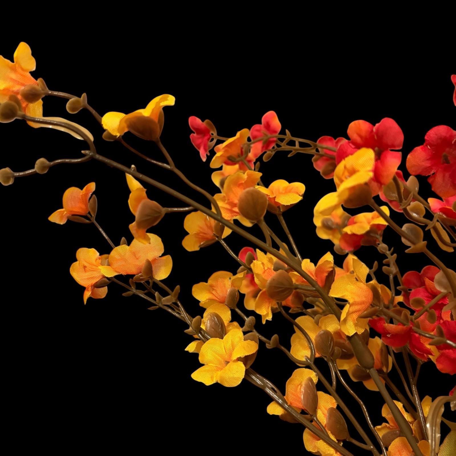 5ps/ Stems Babys Breath/Wild Silk Artificial Flowers Yellow Orange Mix 27” New