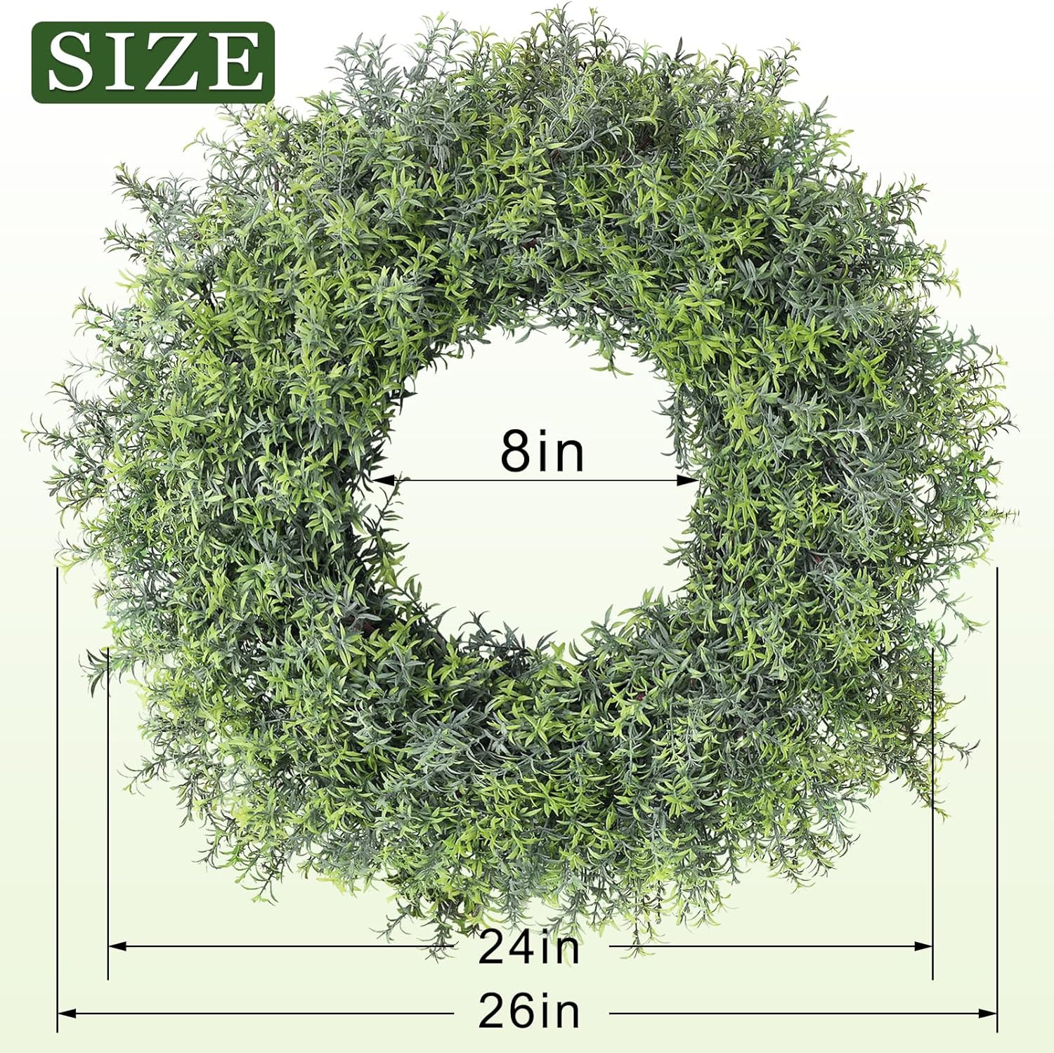 26″ Large Artificial Rosemary Wreath for Front Door – UV Resistant Realistic Ros