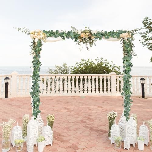 6.2ft Artificial Eucalyptus Garland with Butterfly Leaves and White Green
