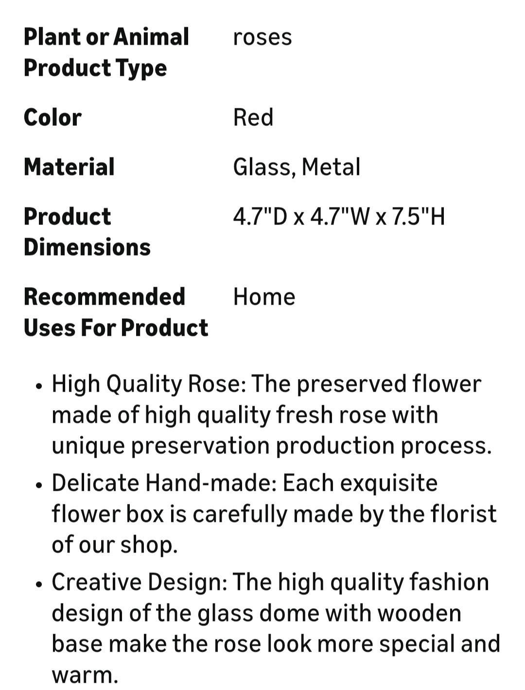 Livoccur Preserved RED ROSE in Glass DOME 4.7″×4.7″×7.5″ Stand