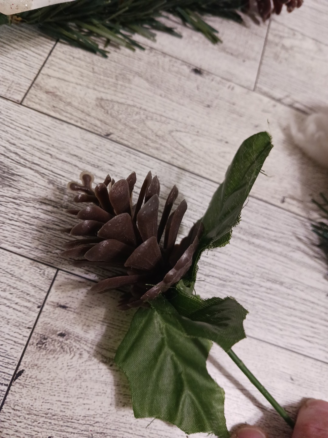 Cotton buds, pine cones, holly berry. Beautiful winter fall flower bouquets