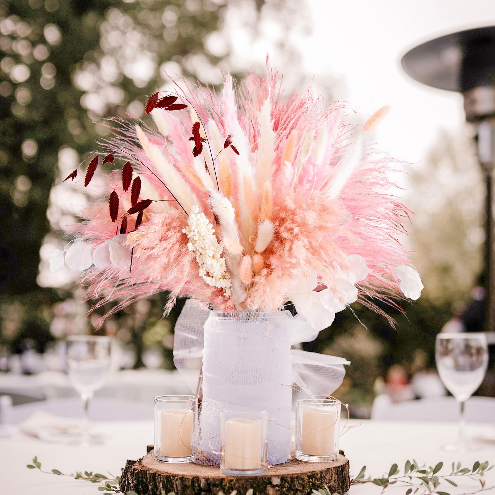 N&T NETING 85Pcs Pink Pampas Grass Decor, Natural Dried Floral Pampas Grass, …