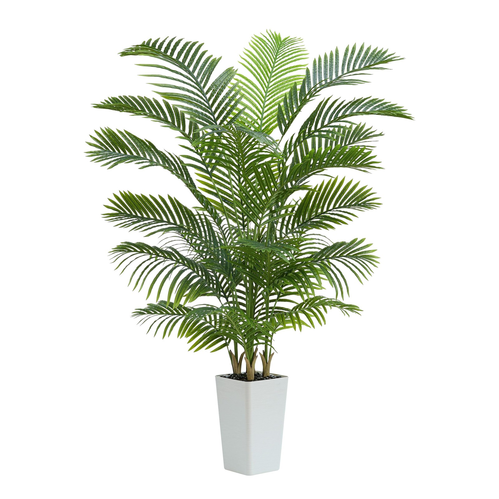 Artificial Palm Tree:6FT Tall Fake Areca Palm Plant (White Planter)