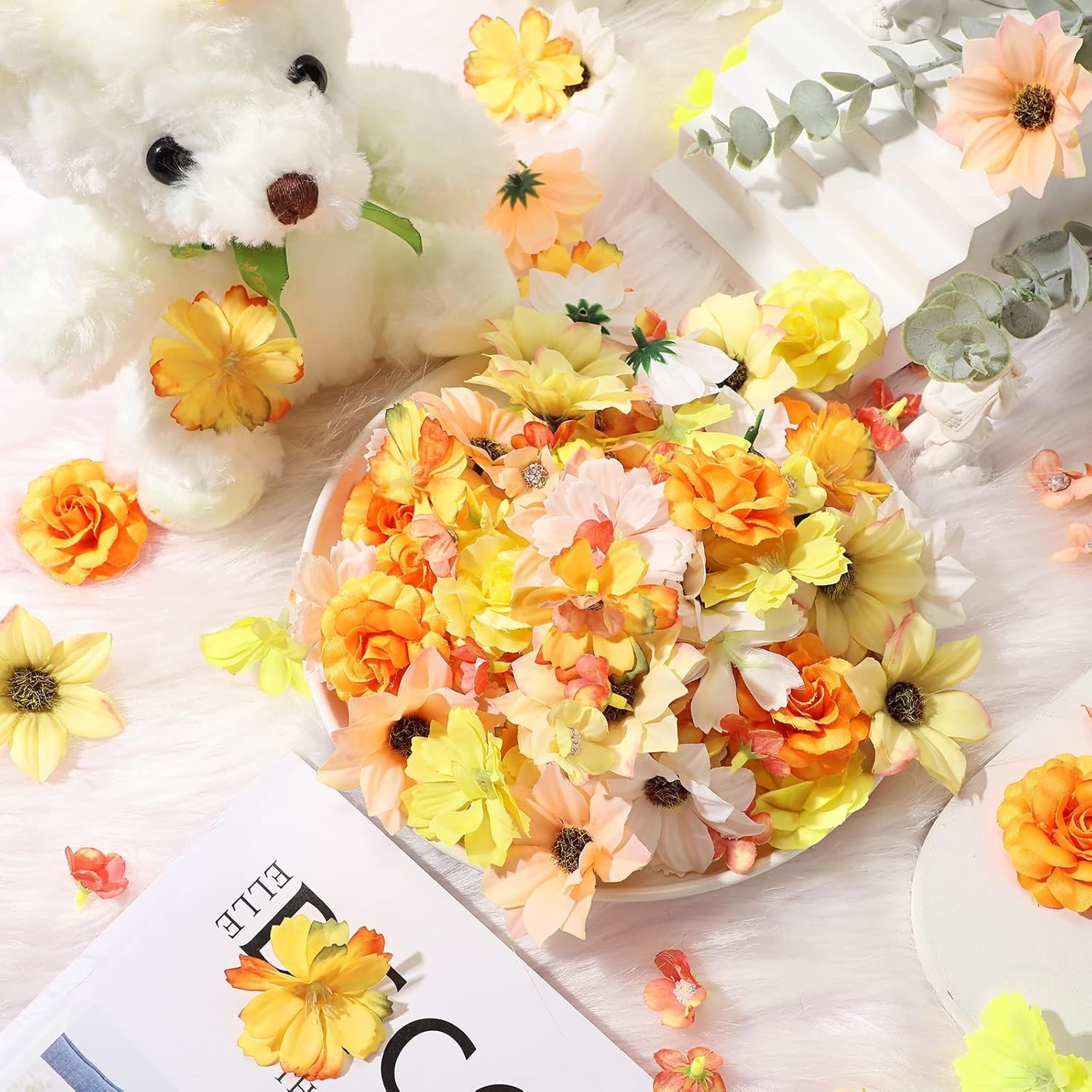 217 Pcs Mini Silk Flower Heads for Crafts – Yellow Series
