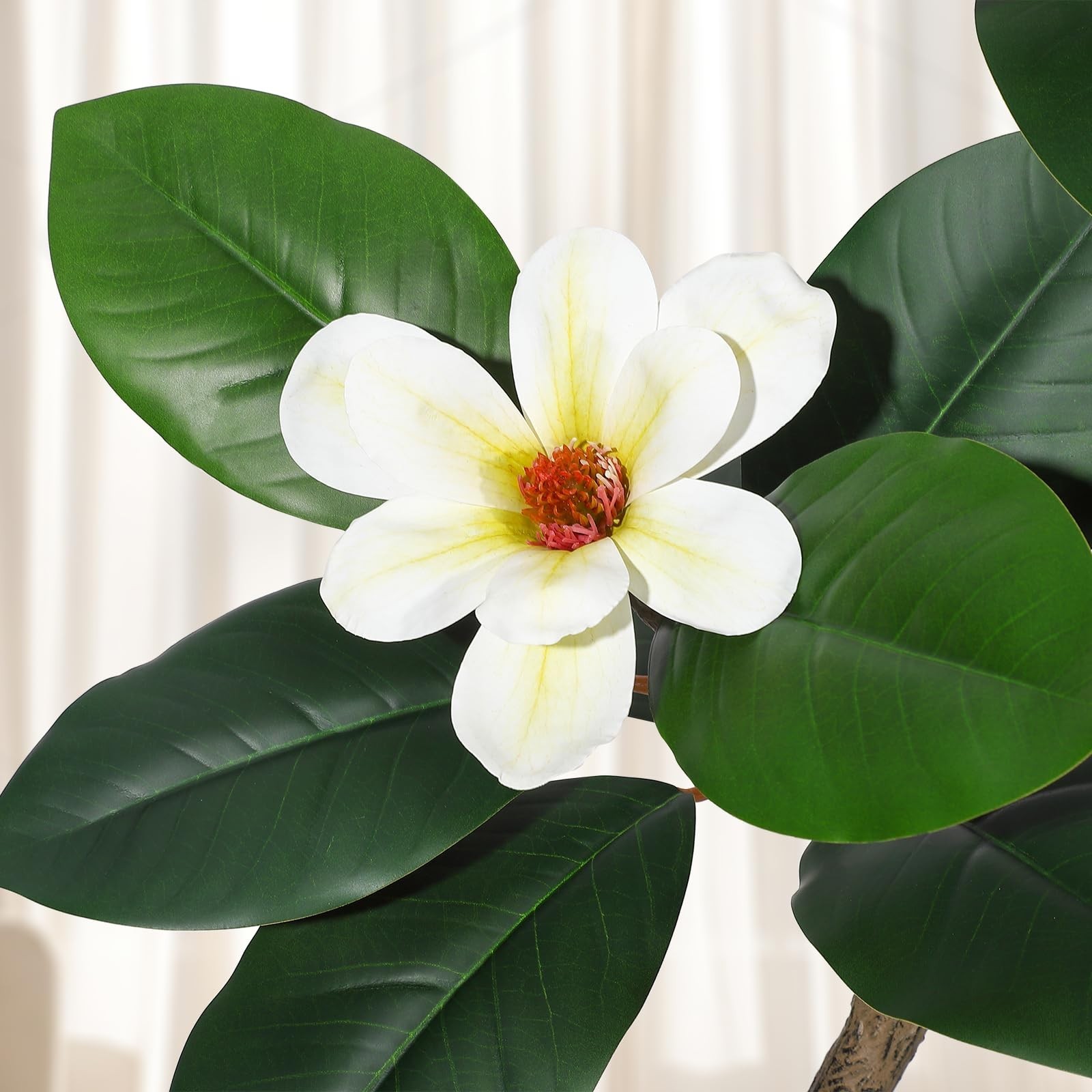 Rubber Tree 7 ft Artificial Tree in White Planter Pot