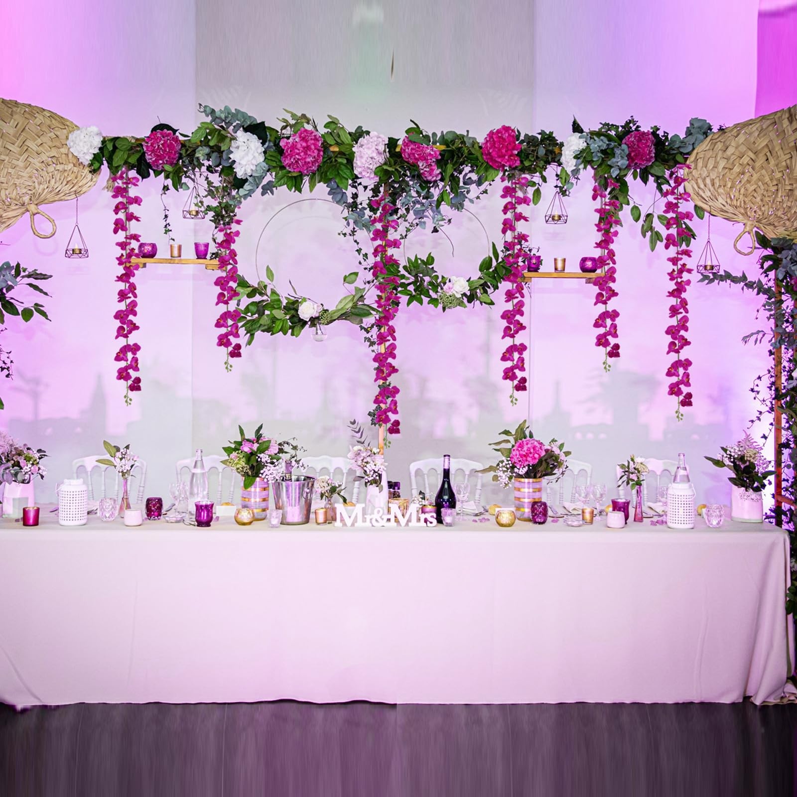 IPOPU 6.56FT 2PCS Hanging Orchids Artificial Flowers Orchids Garland Silk Orc…