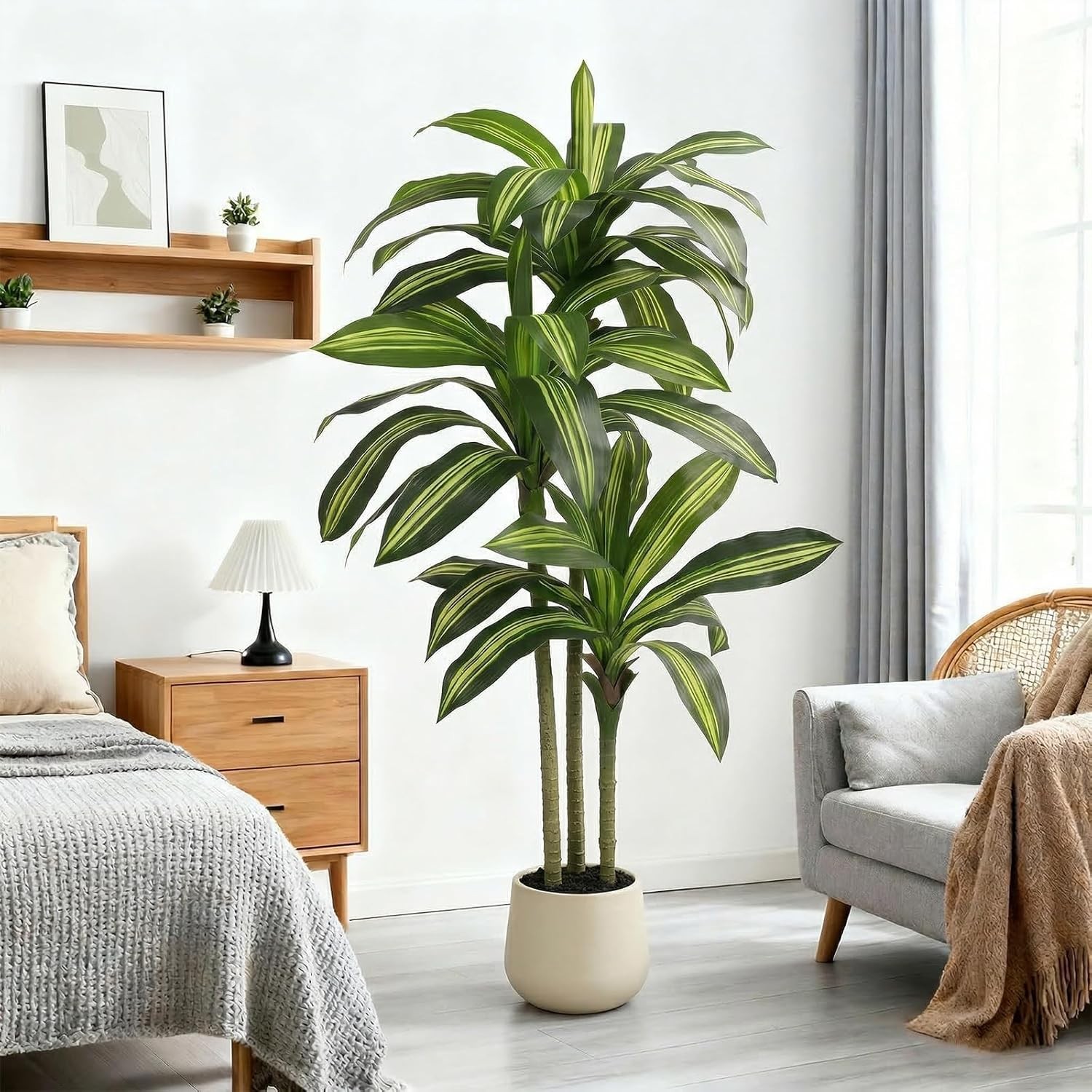 5FT Artificial Tree Dracaena Plant in Decorative Pot-Realistic Fake Plant Indoor