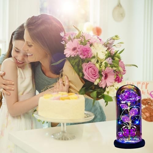 Valentine’s Day Light Up Rose Flowers Gift for Her, Mom, Wife, Girlfriend – Purp