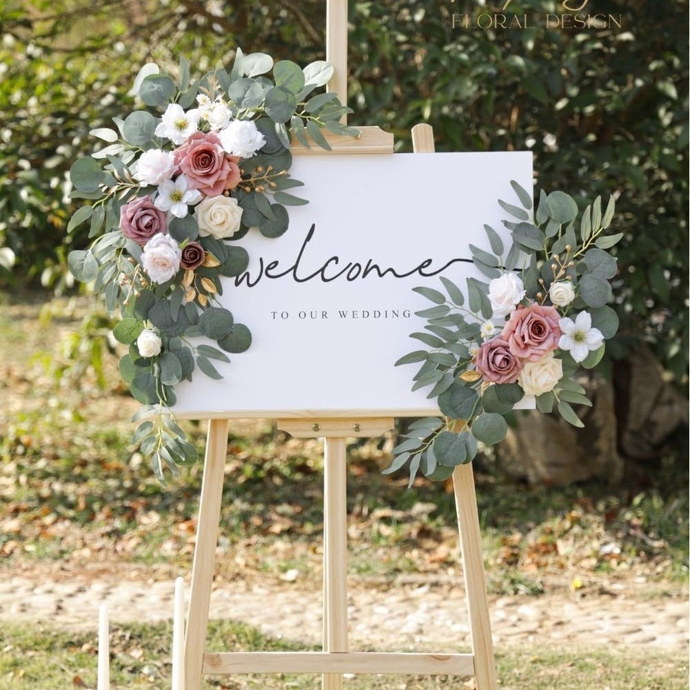 Floral Decor Faux Flower Swag Silk Foam Plastic Mix Easy To Shape Wall Mountable